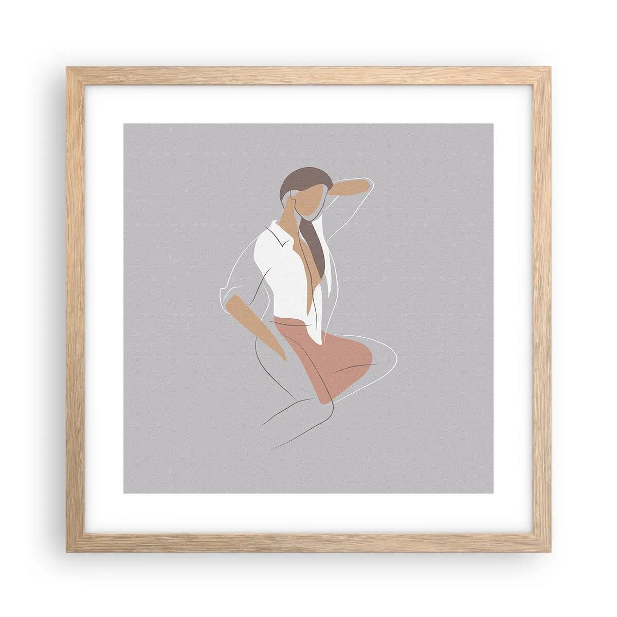 Poster in light oak frame - Outline of Charm - 40x40 cm