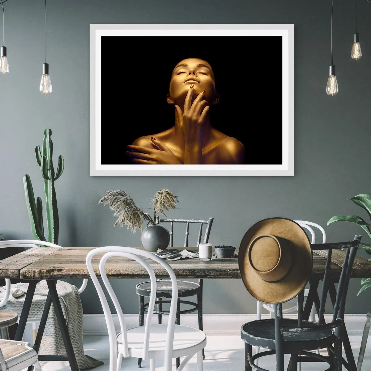Poster in white frmae - Like Golden Silk - 91x61 cm