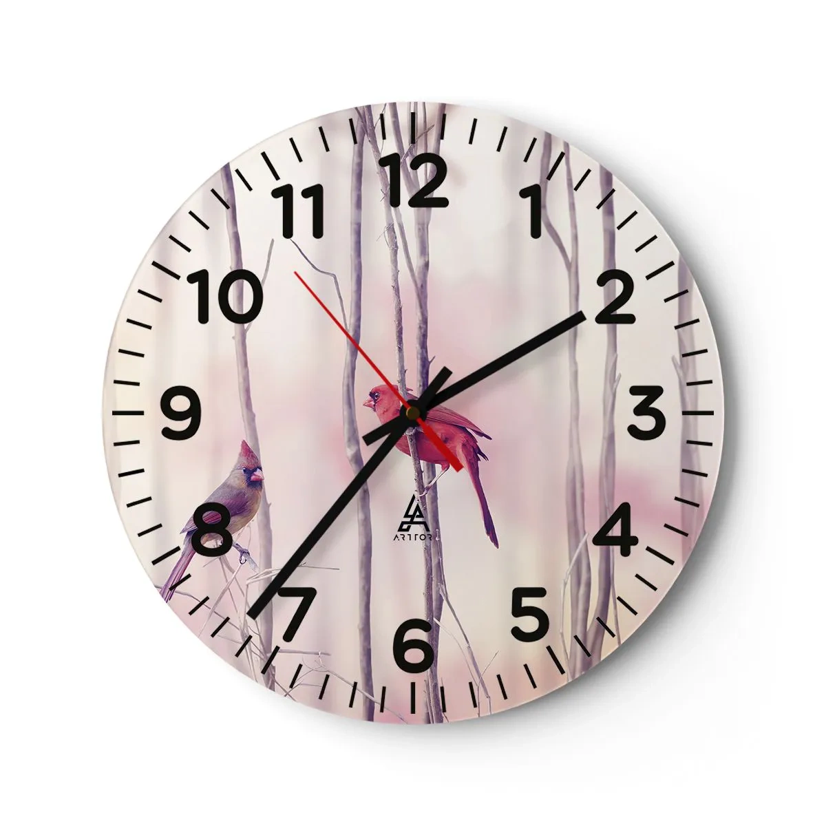 Wall clock - Clock on glass - Tale of a Pink Forest - 30x30 cm