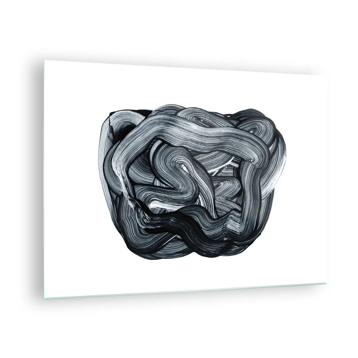 Glass picture - Black and white brush stroke abstraction - 70x50cm - It's Not So simple - Modern wall decoration for the living room and bedroom ARTTOR