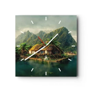 Wall clock - Clock on glass - Tropical Paradise - 30x30 cm