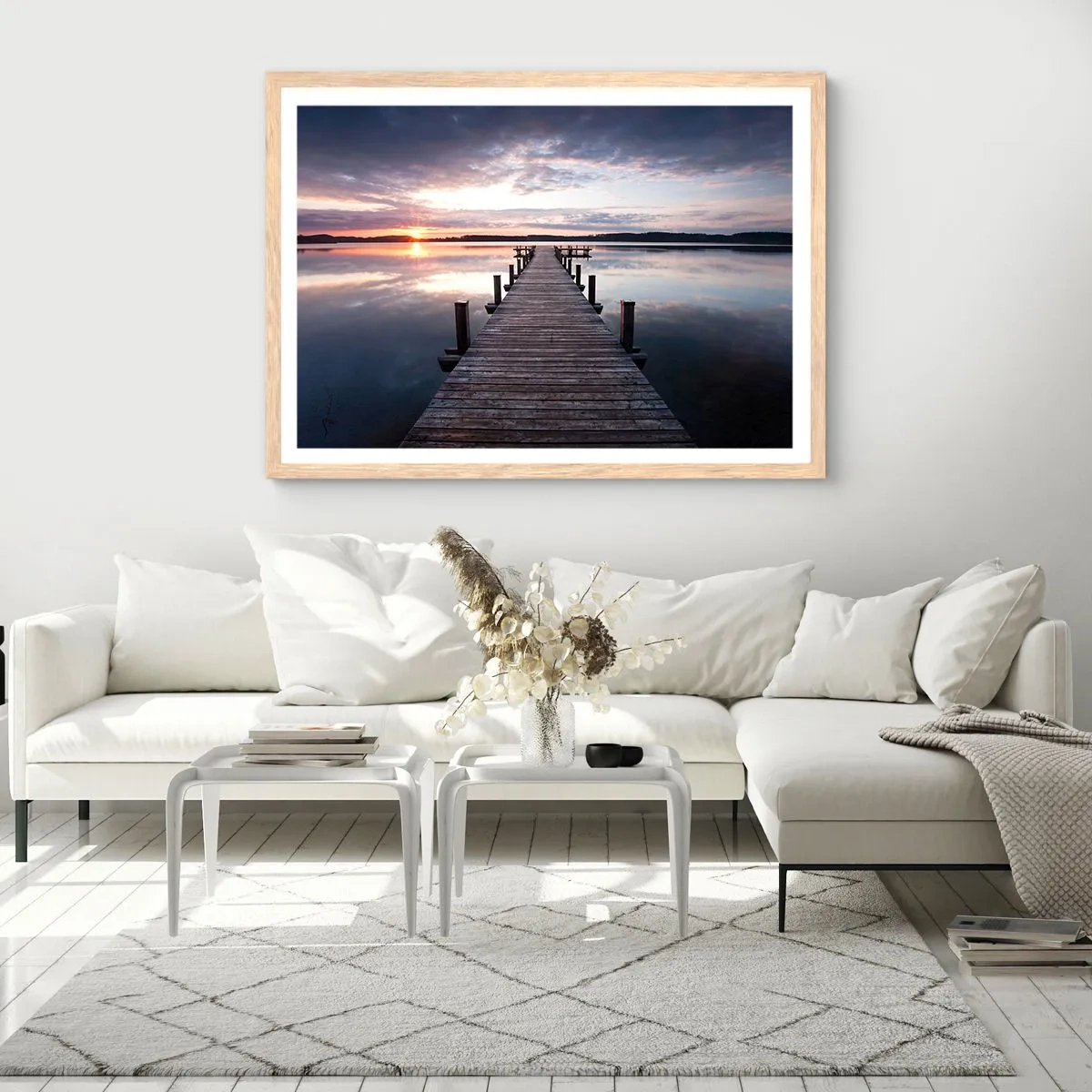 Poster in light oak frame - Quiet Border of Night and Day - 91x61 cm