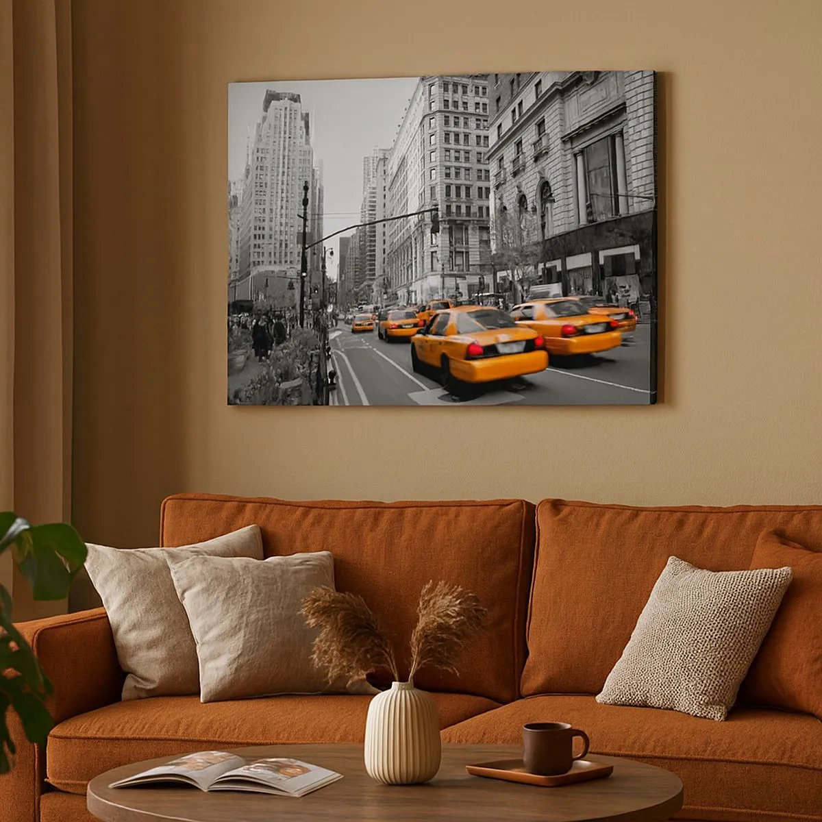 Canvas picture - Yellow taxis on the streets of New York - 70x50cm - Suns of a Big City - Modern wall decoration for the living room and bedroom ARTTOR