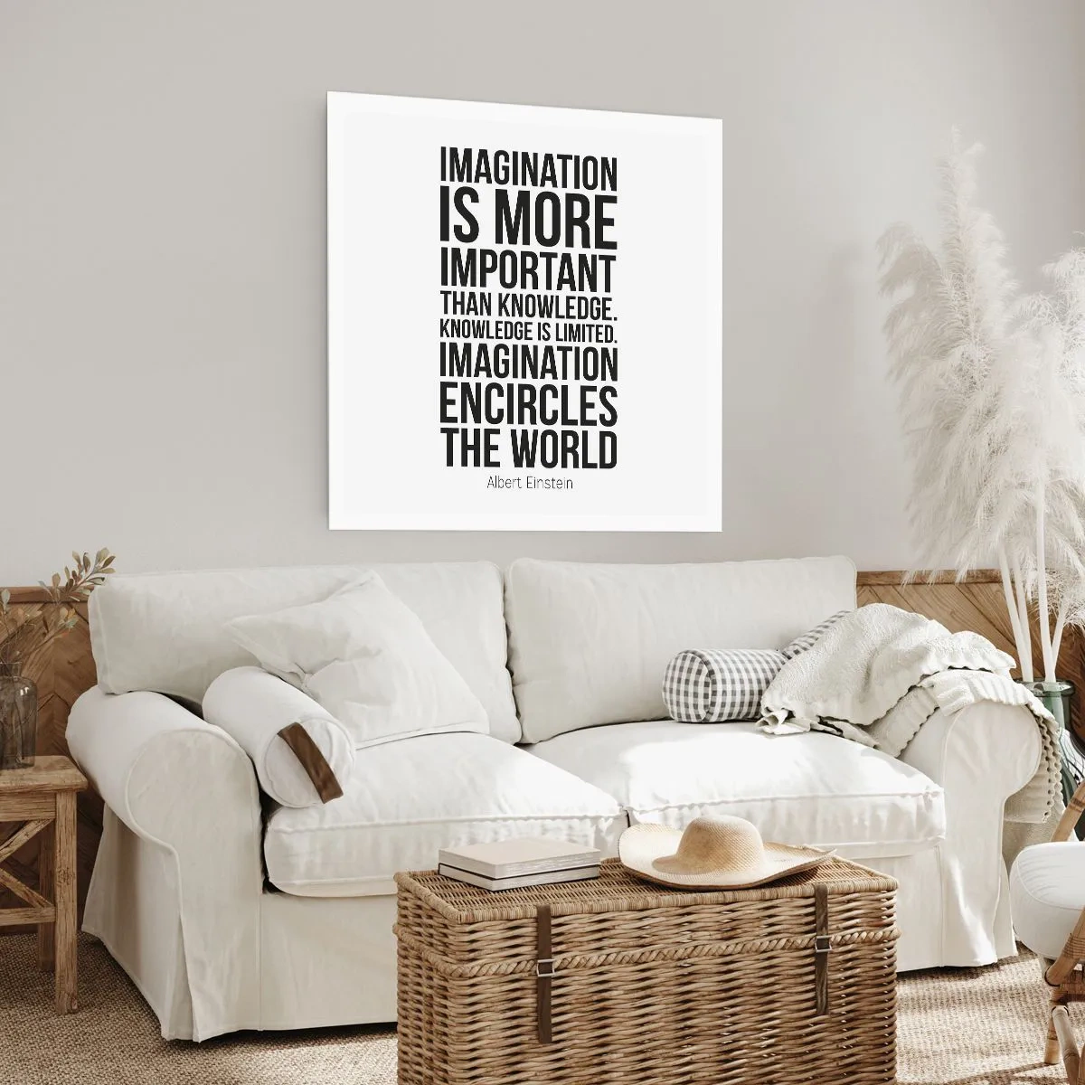 Poster - Einstein about Power of Imagination - 60x60 cm
