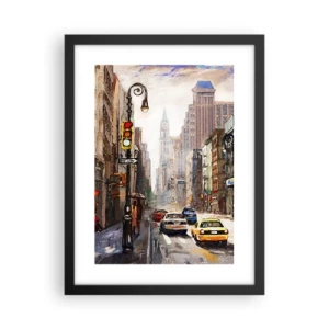 Poster in black frame - New York - Colourful in Rain - 30x40 cm