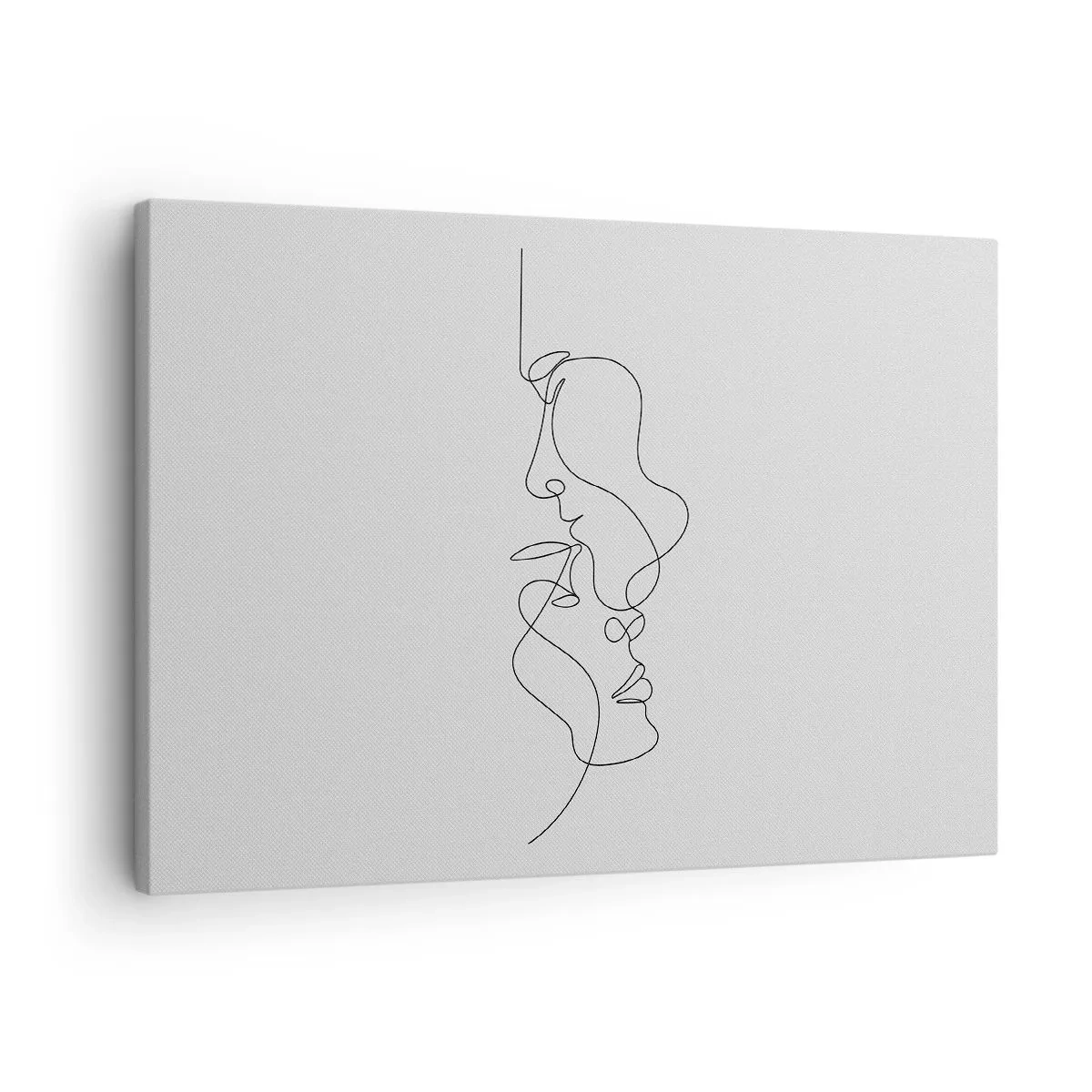 Canvas picture - A minimalist drawing of two faces in one line. - 70x50cm - Ardour of Desires - Modern wall decoration for the living room and bedroom ARTTOR