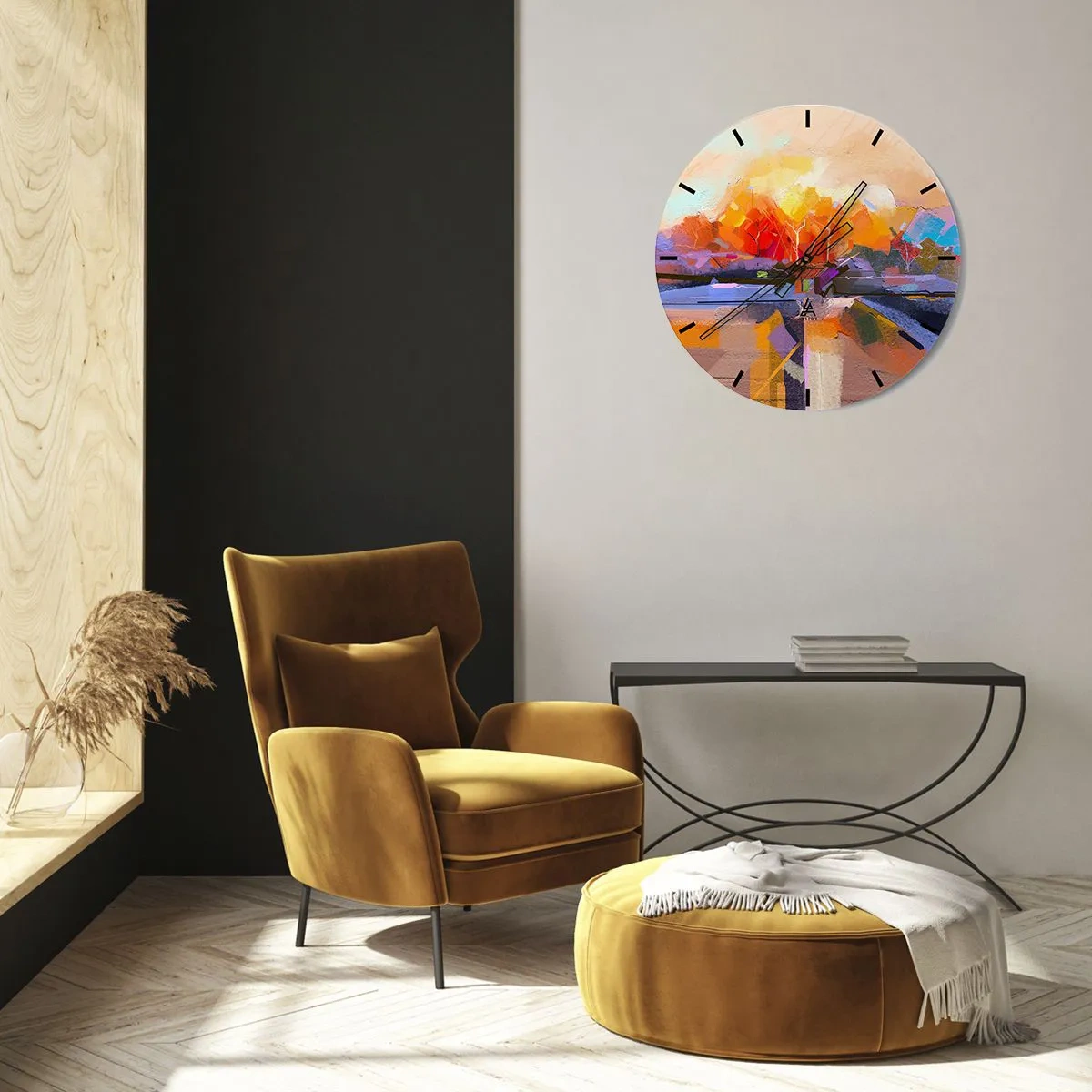 Wall clock - Clock on glass - Autumn Has Arrived - 40x40 cm