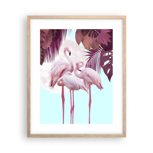 Poster in light oak frame - Three Bird Graces - 40x50 cm