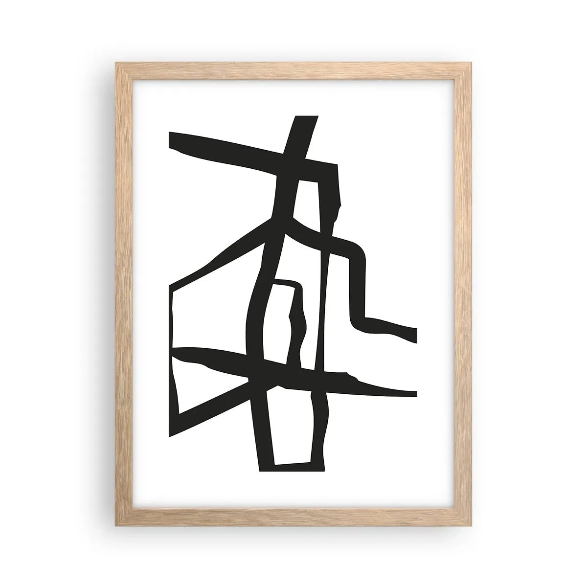 Poster in light oak frame - Black and White Construction - 30x40 cm