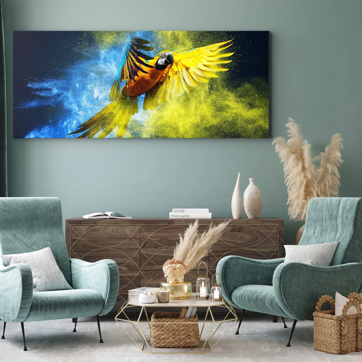 Canvas picture - In Blue and Gold Dust - 140x50 cm