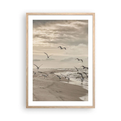 Poster in light oak frame - Sound of the Sea, Singing of the Birds - 50x70 cm
