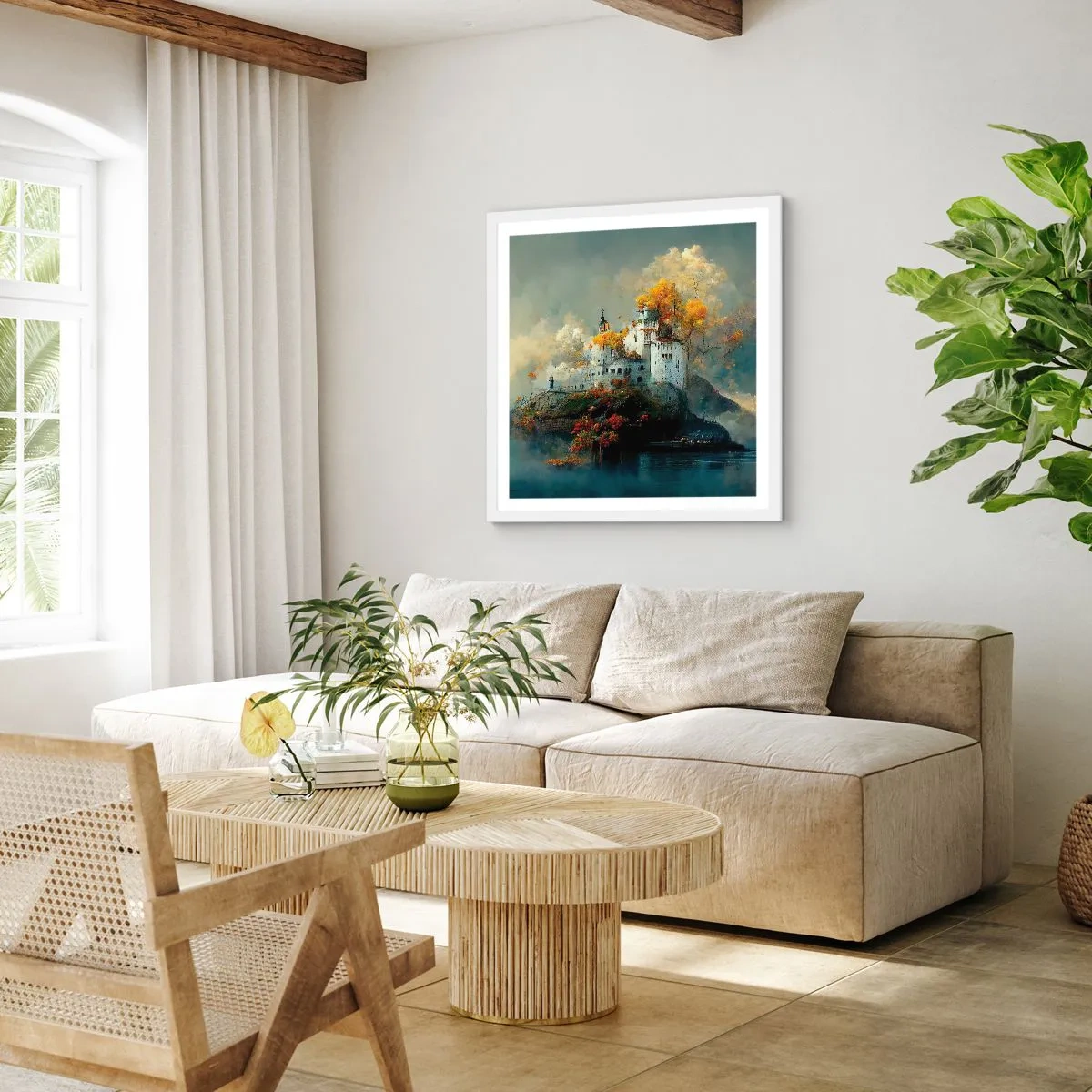 Poster in white frmae - Beginning of a Romantic Tale - 30x30 cm