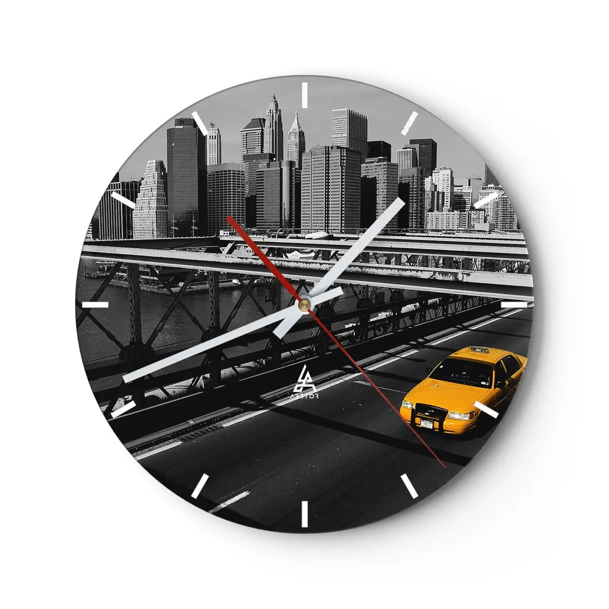 Wall clock - Clock on glass - Colour of a Big City - 40x40 cm