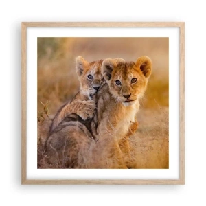 Poster in light oak frame - Do Not Disturb! We Are Playing - 50x50 cm