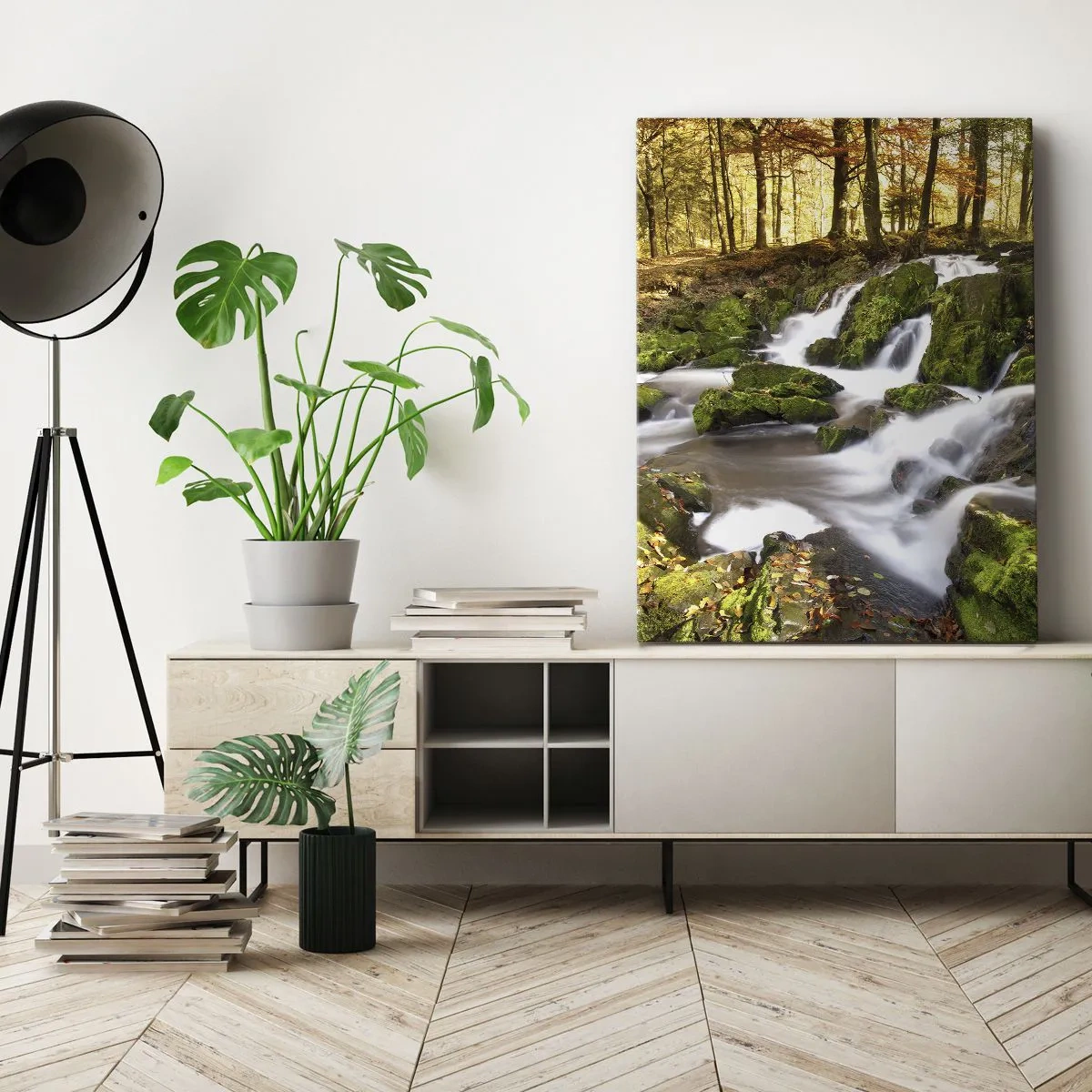 Canvas picture - Gingerly through an Autumnal Forest - 70x100 cm