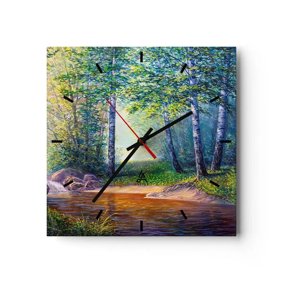 Wall clock - Clock on glass - Idyllic Scenery - 40x40 cm