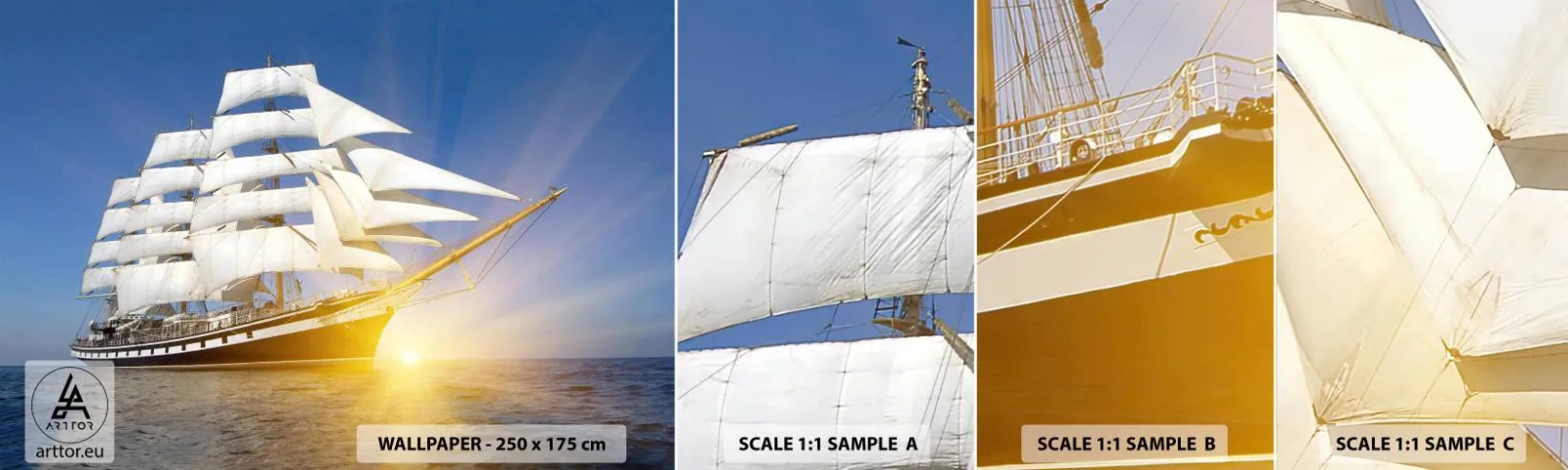 Photo Wallpaper Sample Standard Eco - Their Time Will Never Pass - Sea, Sailing ship, Ship - 100x30 cm