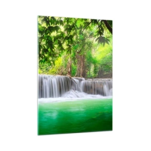 Glass picture - Cascade in Green - 50x70 cm