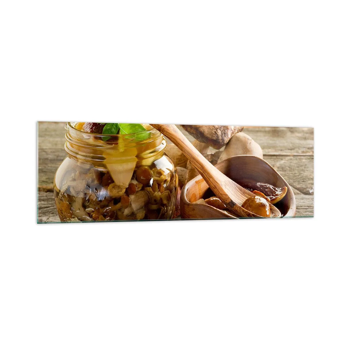 Glass picture - Boletus Fresh or Salted: Flavour of Autumn - 160x50 cm