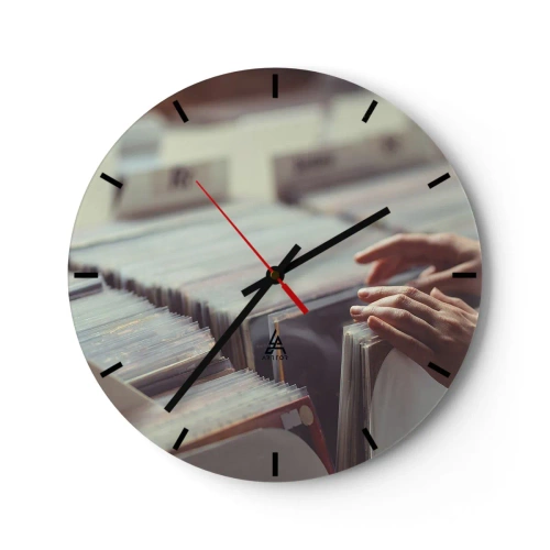 Wall clock - Clock on glass - In Search of Good Vibes - 40x40 cm