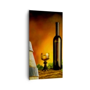 Canvas picture - Still Life with a Bottle of Wine and a Bunch of Grapes - 65x120 cm