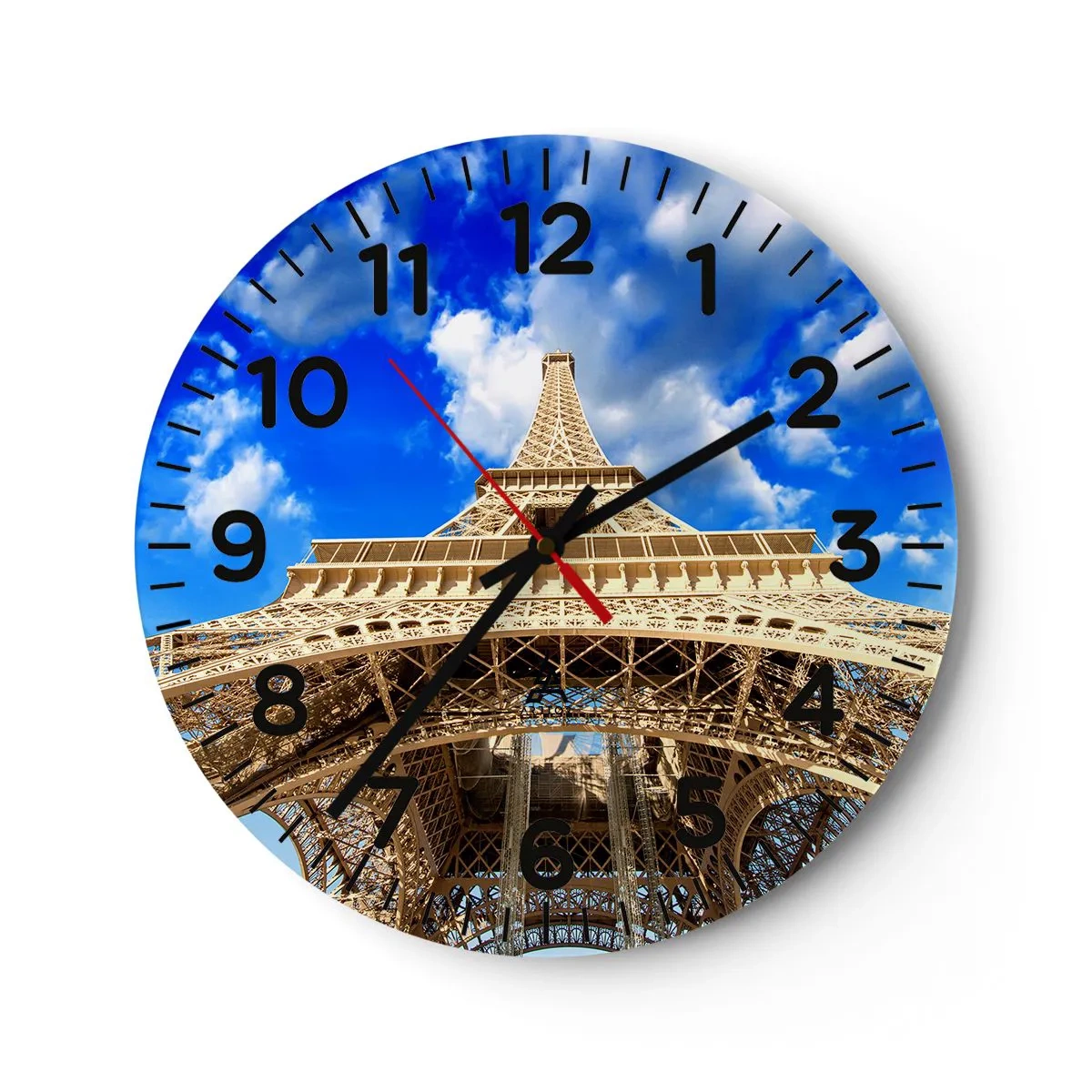 Wall clock - Clock on glass - Reaching Sky and Clouds - 30x30 cm
