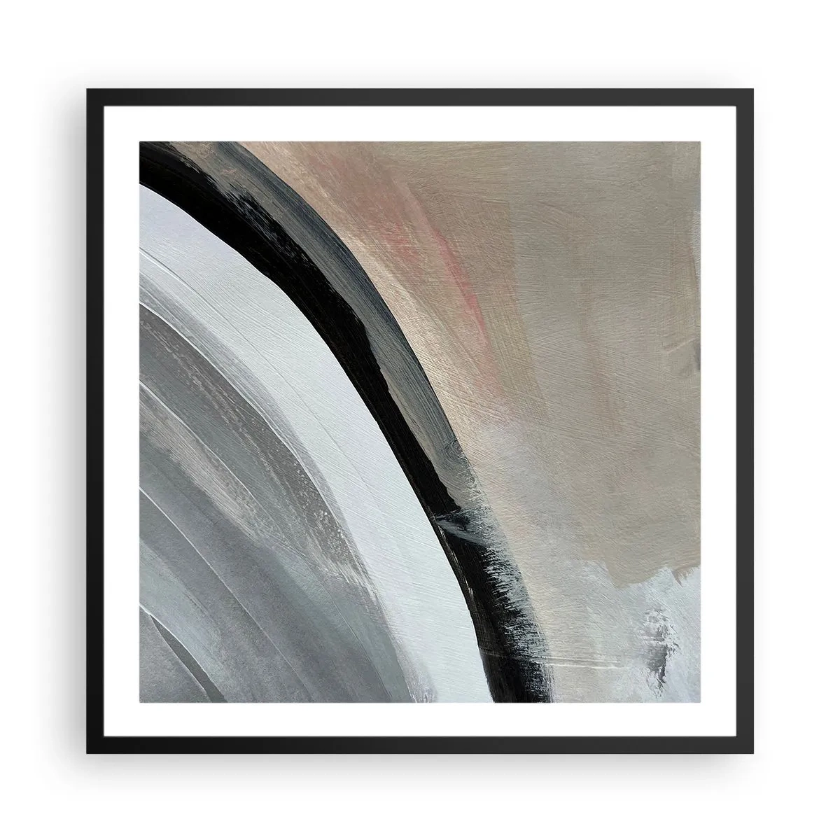 Poster in black frame - Composition: Arc of Black and Grey - 60x60 cm