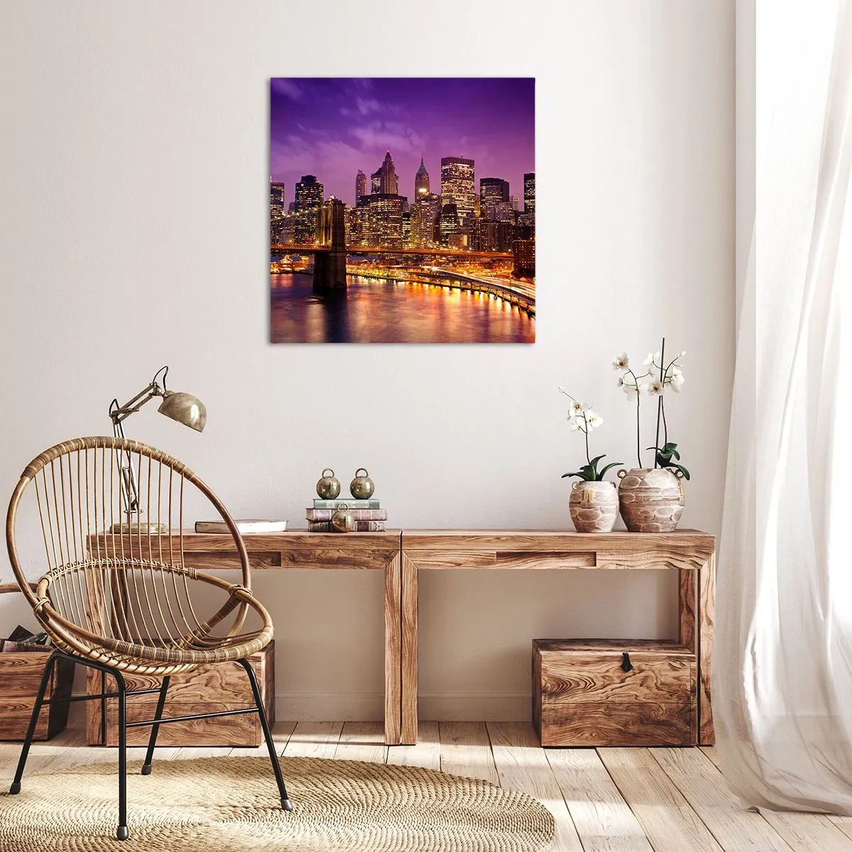 Canvas picture - Violet and Gold Manhattan - 50x50 cm