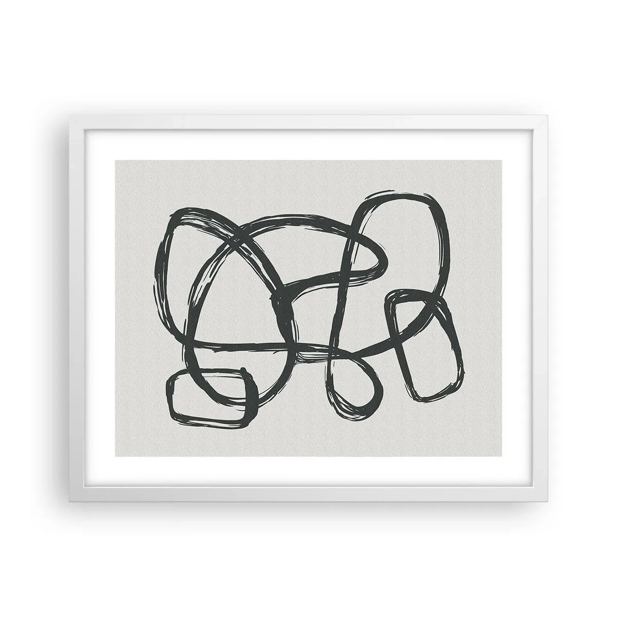 Poster in white frmae - Abstract in Loops - 50x40 cm