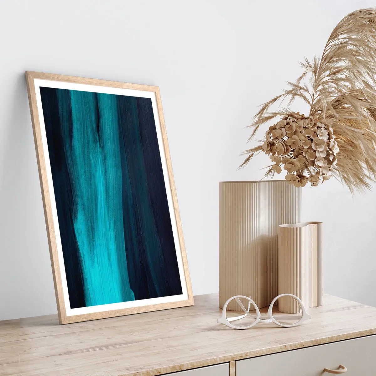 Poster in light oak frame - Swim with the Flow - 61x91 cm