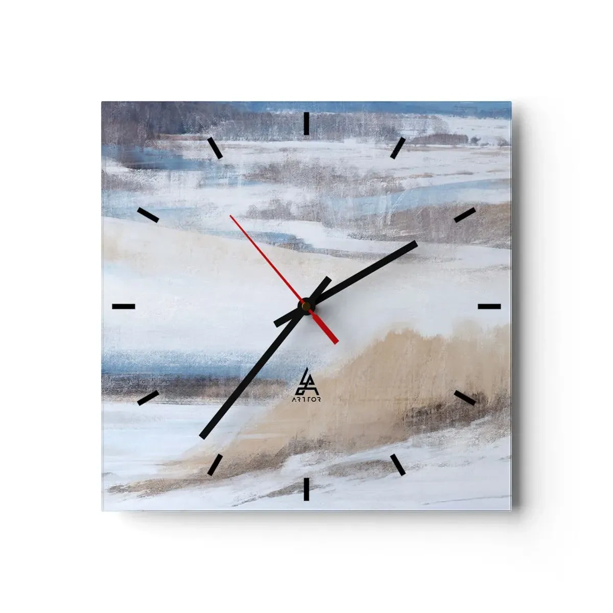 Wall clock - Clock on glass - Winter Composition - 30x30 cm