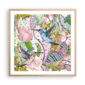 Poster in light oak frame - Entwined in the Vines - 60x60 cm