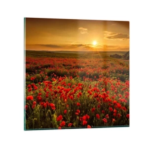 Glass picture - In the Meadow, among Flood of Flowers - 40x40 cm