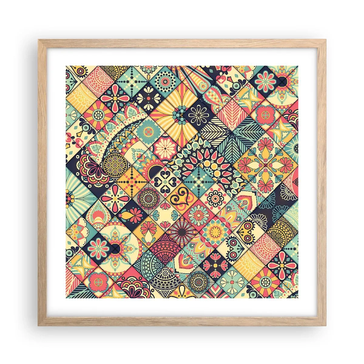 Poster in light oak frame - Moroccan Style - 50x50 cm