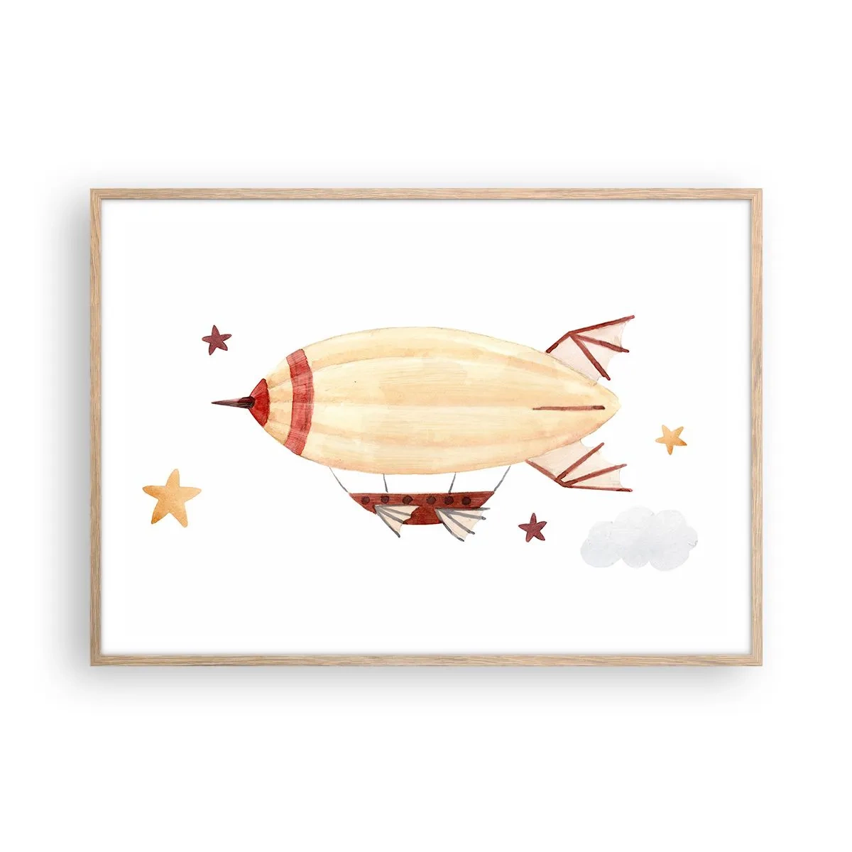 Poster in light oak frame - Airship - 100x70 cm