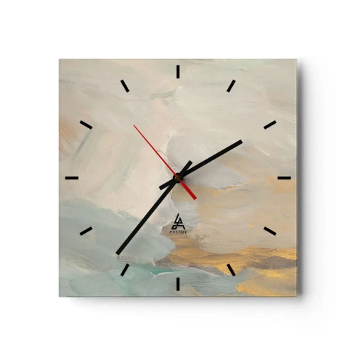 Wall clock - Clock on glass - Abstract: Land of Gentleness - 40x40 cm