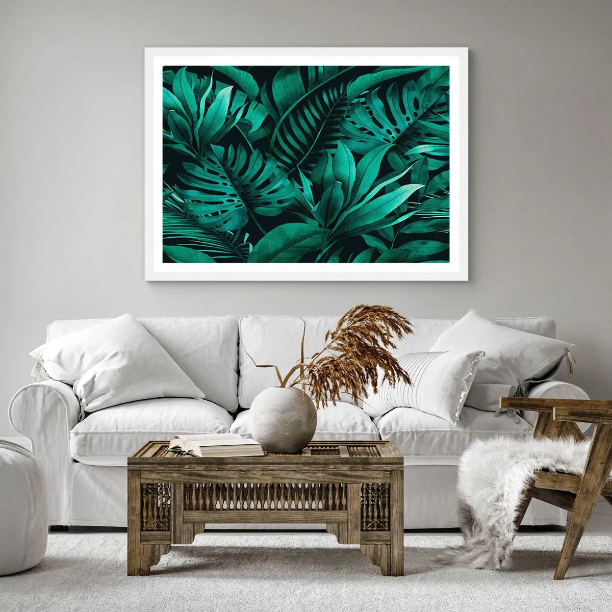 Poster in white frmae - Depth of Tropical Green - 60x60 cm