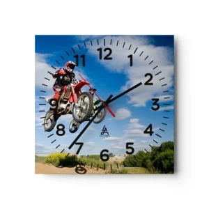 Wall clock - Clock on glass - Jump to the Sky - 40x40 cm