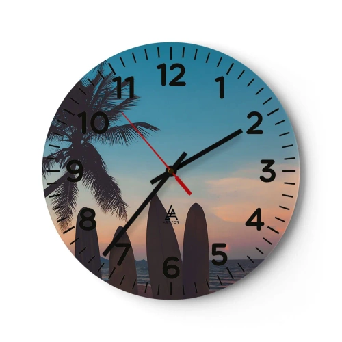 Wall clock - Clock on glass - Tomorrow Will Be Fun Too - 30x30 cm