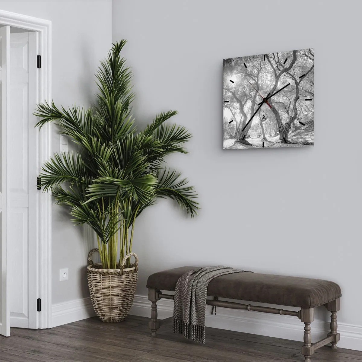 Wall clock - Clock on glass - In an Olive Grove - 30x30 cm