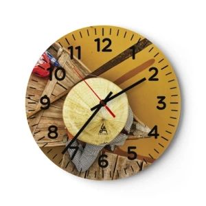 Wall clock - Clock on glass - Life on a Yellow River - 40x40 cm