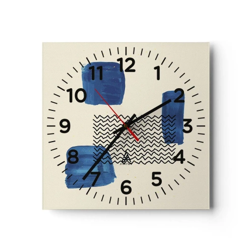 Wall clock - Clock on glass - Abstract Quartet - 30x30 cm