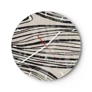 Wall clock - Clock on glass - Spillover of Lines - 40x40 cm