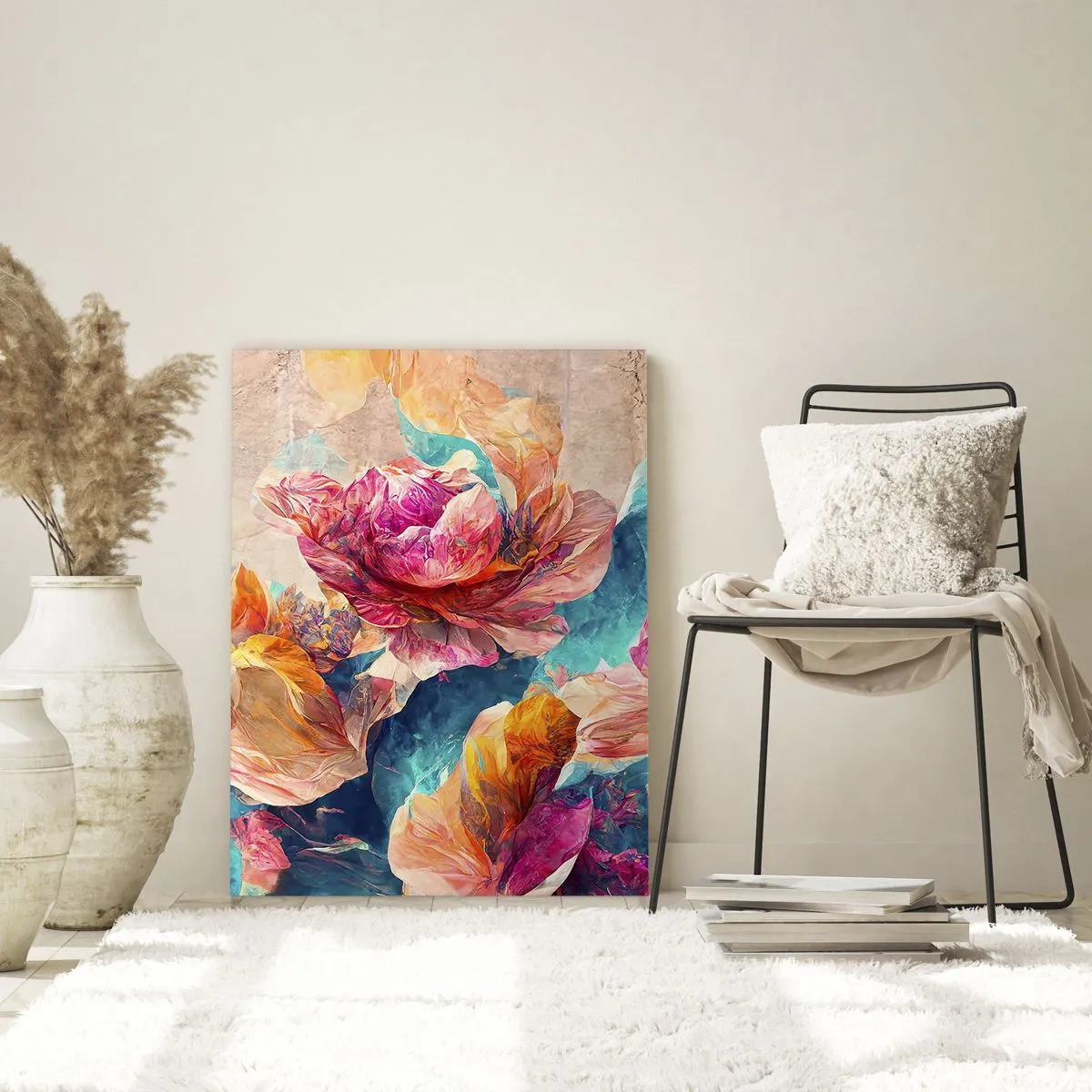 Glass picture - Colourful Splendour of a Bouquet - 80x120 cm