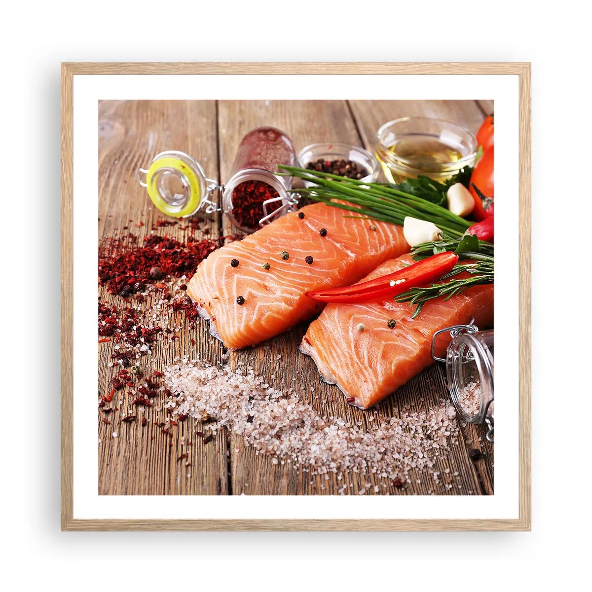 Poster in light oak frame - Norwegian Adventure in the Kitchen - 60x60 cm