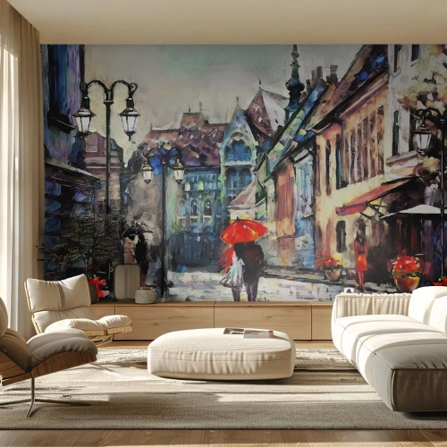 Photo Wallpaper Standard Eco - Rain for Two - City, Architecture, Old Town - 400x280 cm