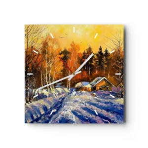 Wall clock - Clock on glass - Winter Impression in the Sun - 40x40 cm