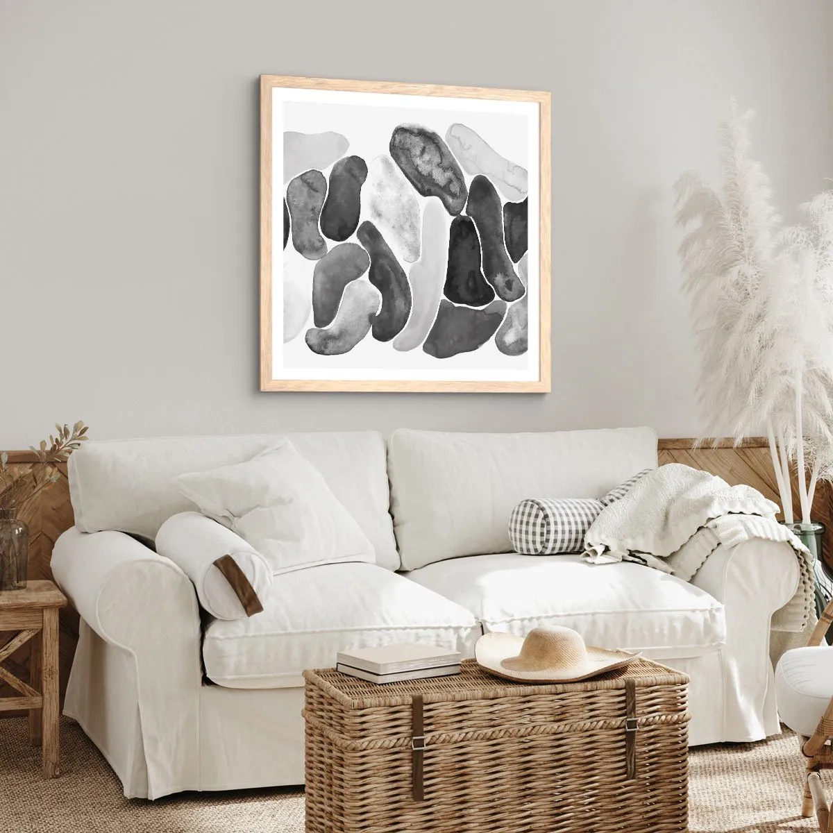 Poster in light oak frame - Stone Abstract - 60x60 cm