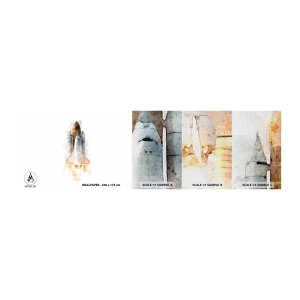 Photo Wallpaper Sample Premium Canvas - Explorers Get Ready - A space rocket, Cosmos, Minimalism - 100x30 cm