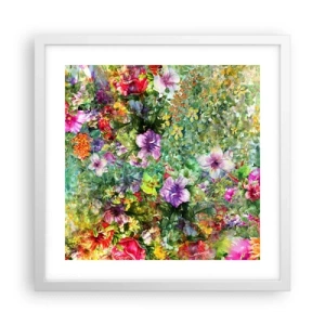 Poster in white frmae - Lost in the Flowers - 40x40 cm
